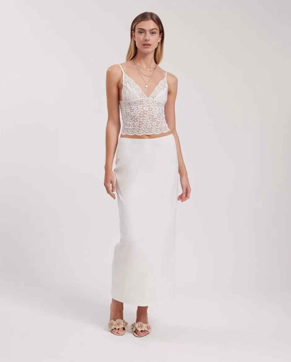 Anne Fontaine Bottoms*Long Skirt With Elastic Waistband White