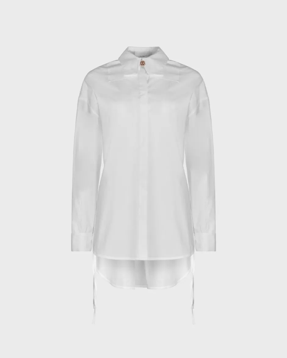 Anne Fontaine The White Shirt*Long Sleeve Collared Shirt With Single Gold Button White