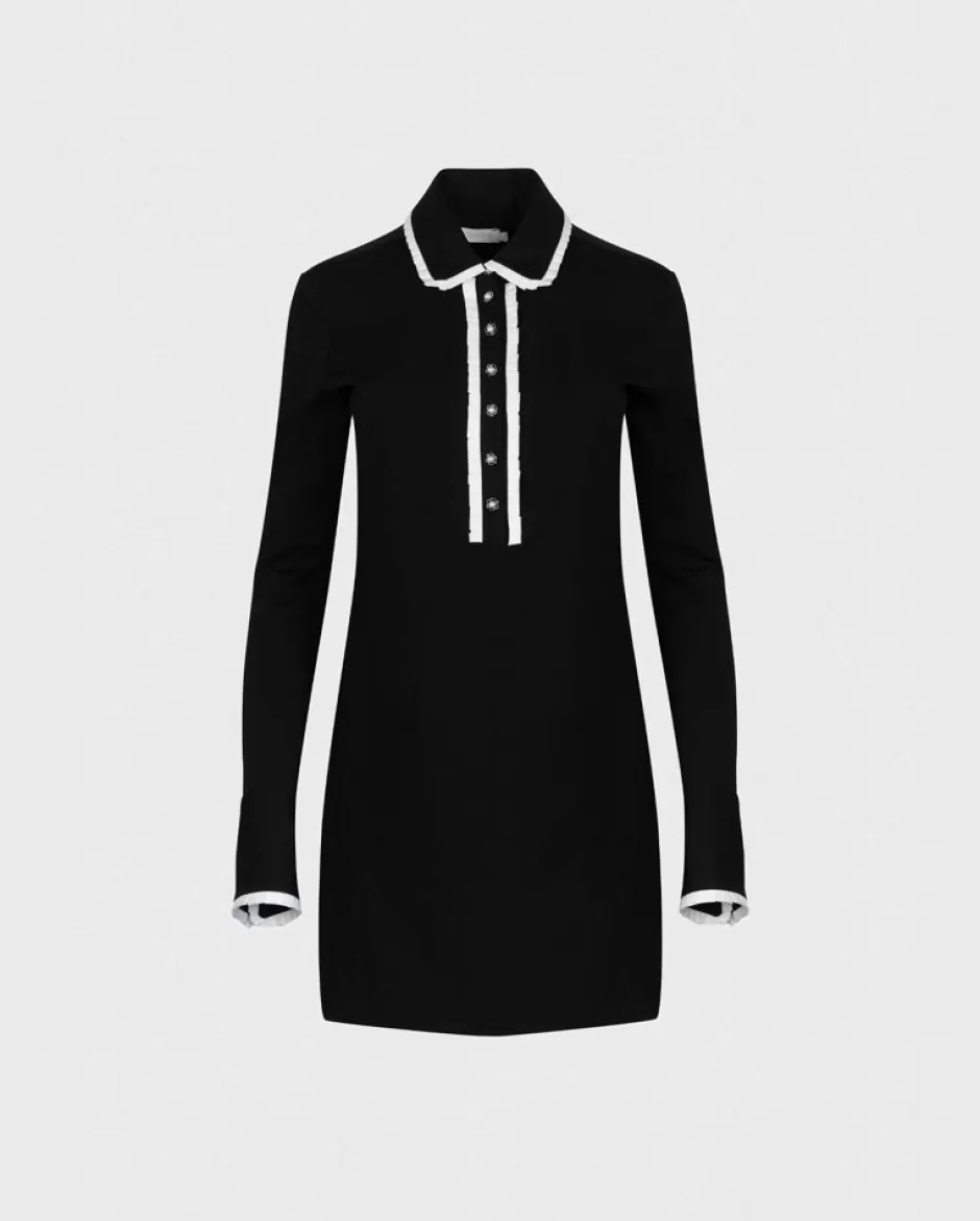 Anne Fontaine Dresses*Long Sleeve Dress With Classic Collar & Contrast Trim Black