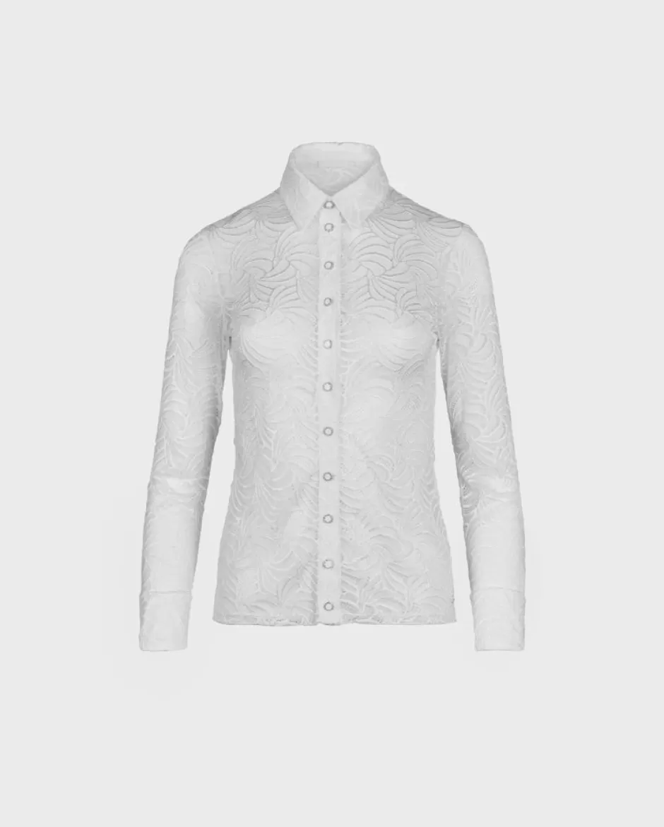 Anne Fontaine The White Shirt*Long Sleeve Lace Button Down Shirt White