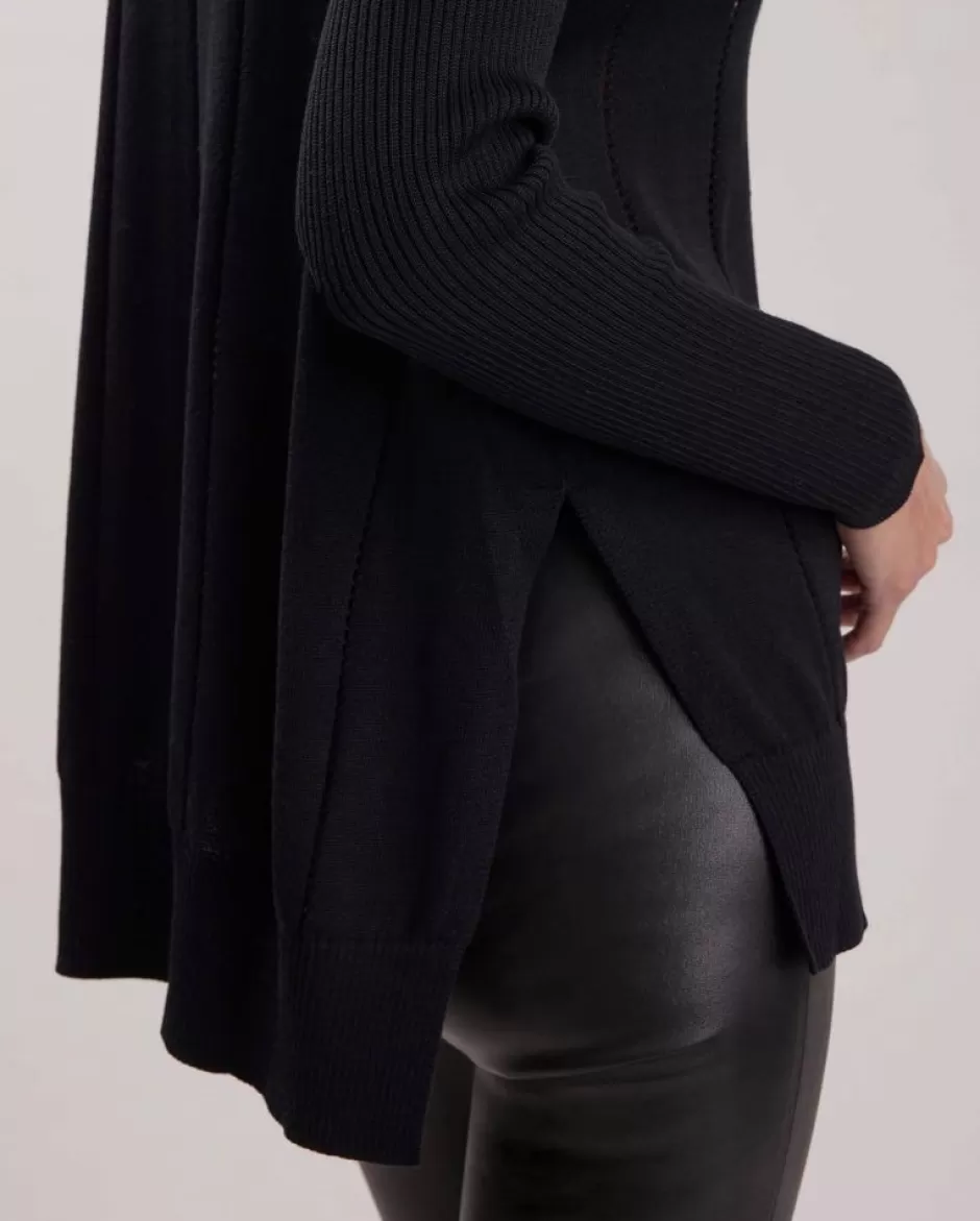 Anne Fontaine Knitwear*Long Sleeve Oversized V-Neck Knit Sweater In Black