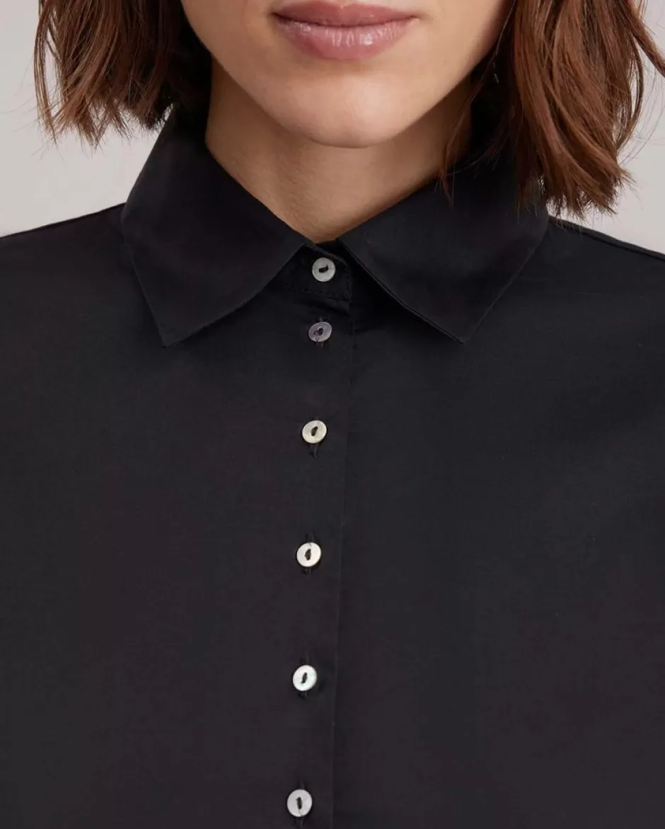 Anne Fontaine Shirts & Blouses*Long Sleeve Poplin Shirt Black