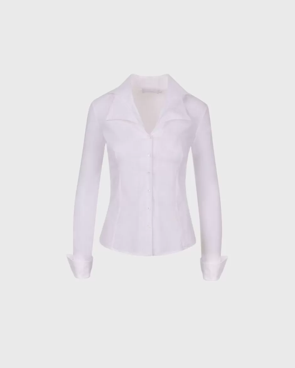 Anne Fontaine The White Shirt*Long Sleeved Double Collared T-Blouse White