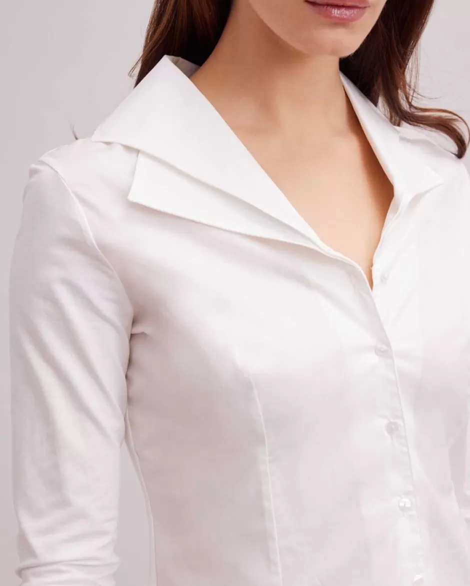 Anne Fontaine The White Shirt*Long Sleeved Double Collared T-Blouse White