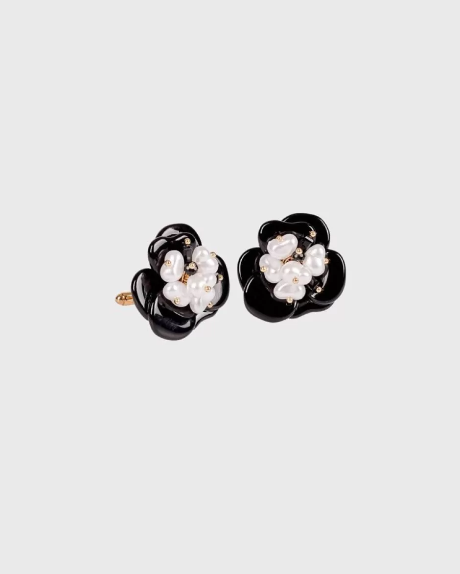 Anne Fontaine Cufflinks*Lustrous Floral Cufflinks With Pearl Center