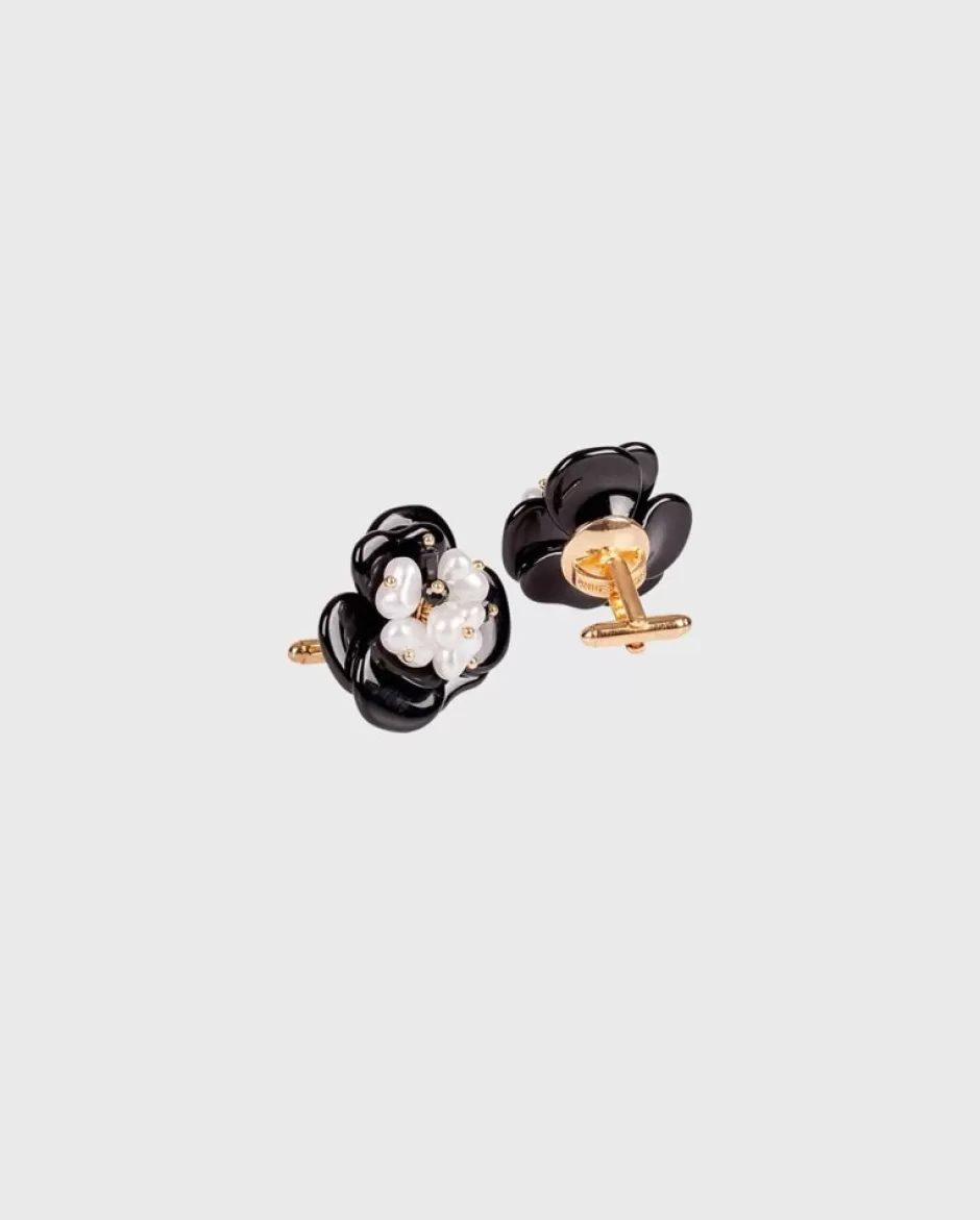 Anne Fontaine Cufflinks*Lustrous Floral Cufflinks With Pearl Center