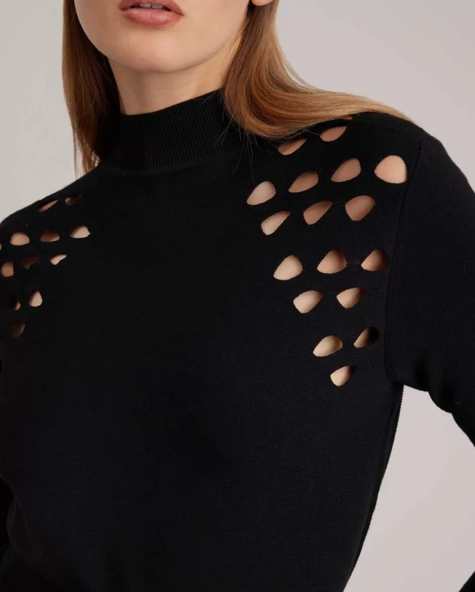 Anne Fontaine Knitwear*Lux Viscose Knit Pullover Top Black