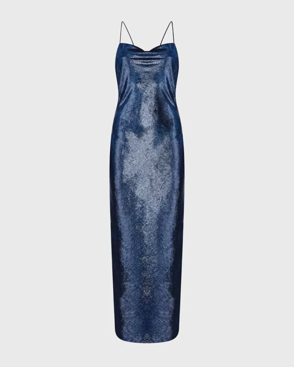 Anne Fontaine Dresses*Metallic Blue Column Dress Dark Navy