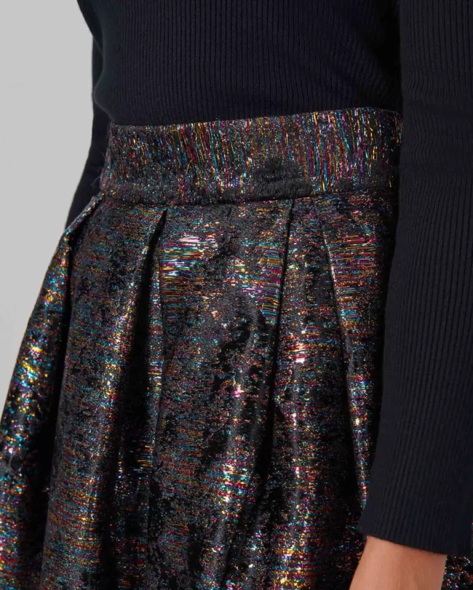 Anne Fontaine Bottoms*Metallic Jacquard-Woven Skirt With Voluminous Body Black