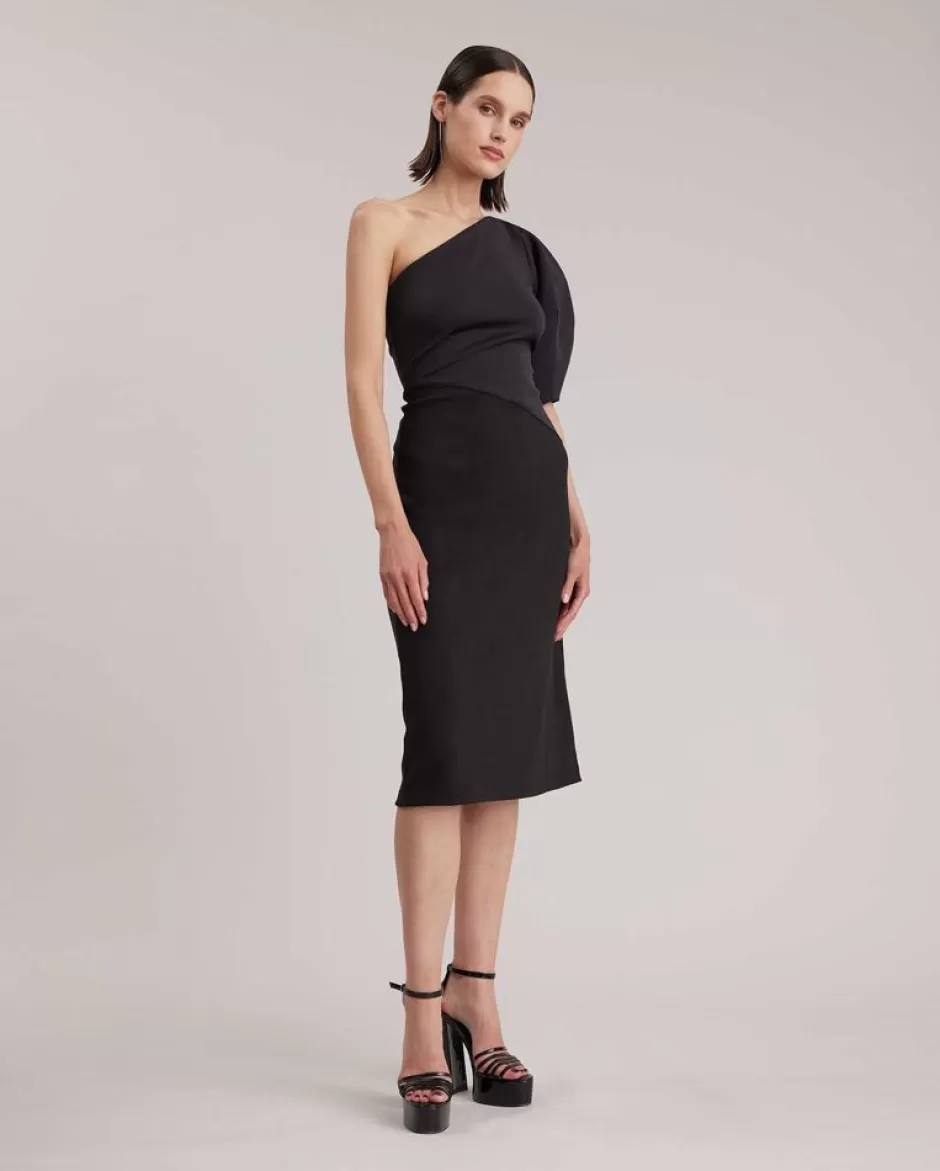 Anne Fontaine Dresses*Midi Dress With One Puff Short Sleeve Black