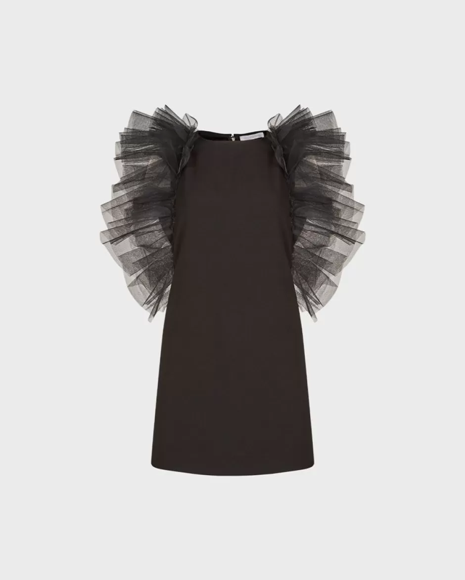 Anne Fontaine Dresses*Mini Dress With Statement Tulle Sleeves Black