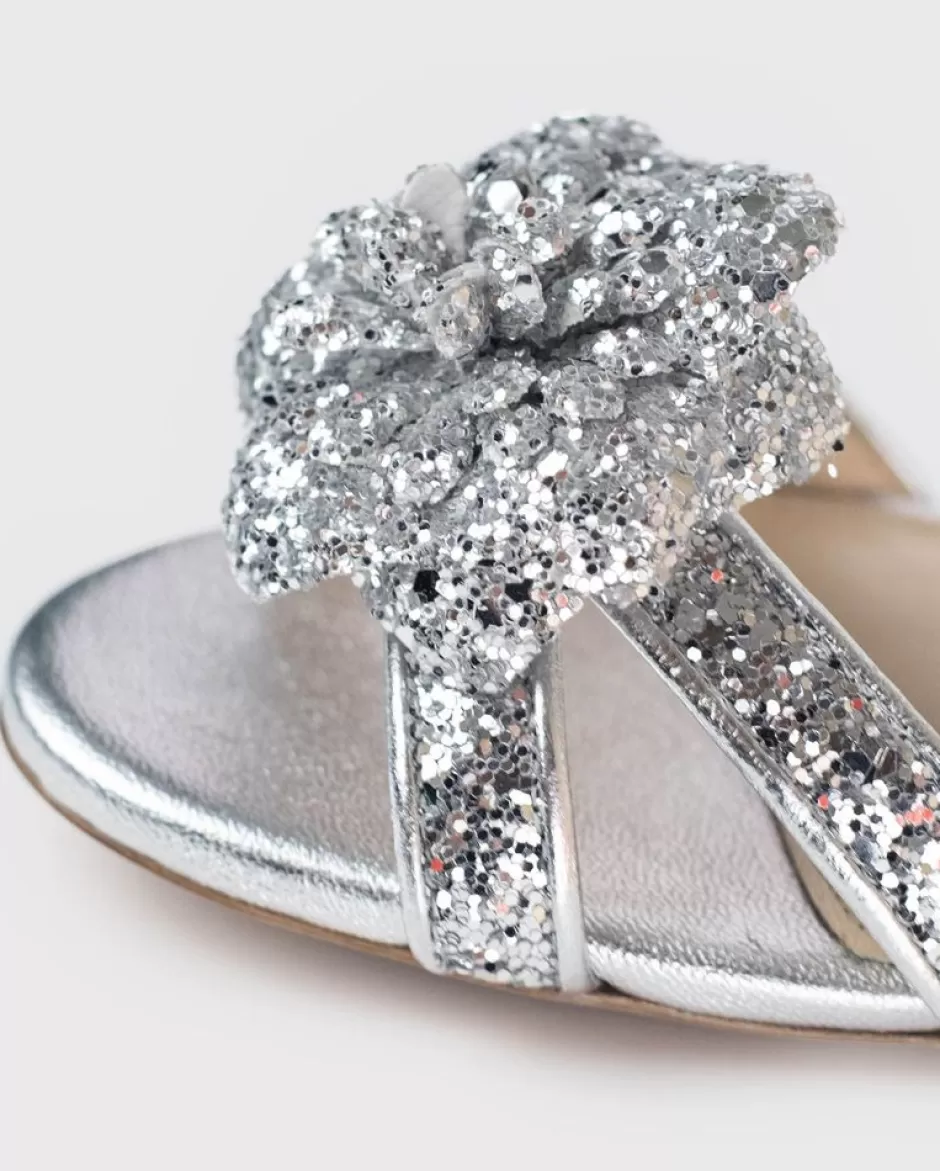 Anne Fontaine Heels*Open-Toe Sandals With Heels With Glitter Straps Silver