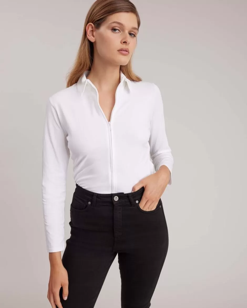 Anne Fontaine The White Shirt*Pima Jersey Shirt With Front Zipper White