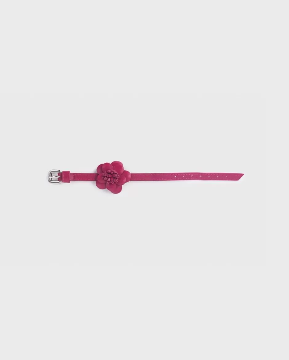 Anne Fontaine Jewelry*Pink Floral Leather Bracelet