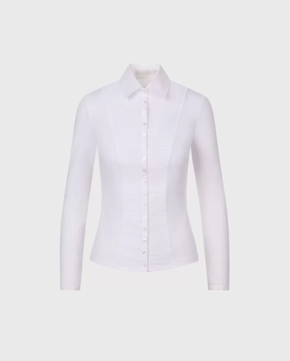 Anne Fontaine The White Shirt*Pleated And Tailored Blouse In Pima Jersey White