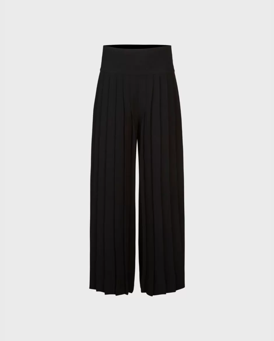 Anne Fontaine Bottoms*Pleated Wide Leg Pant With Wide Waistband Black