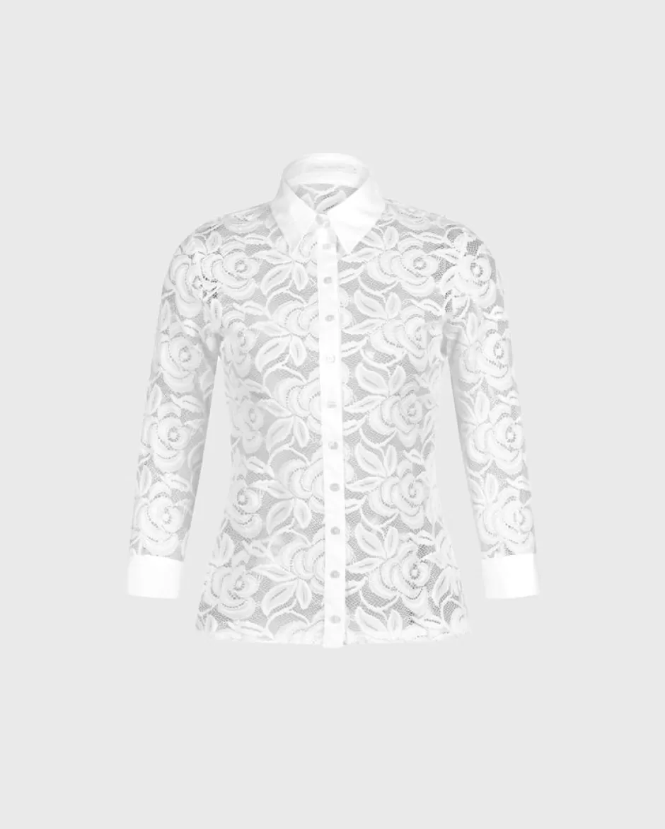 Anne Fontaine Shirts & Blouses*Poplin Collar Lace Shirt White