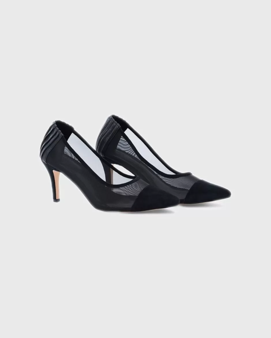 Anne Fontaine Heels*Pump With Mesh Body And Removable Flower Black