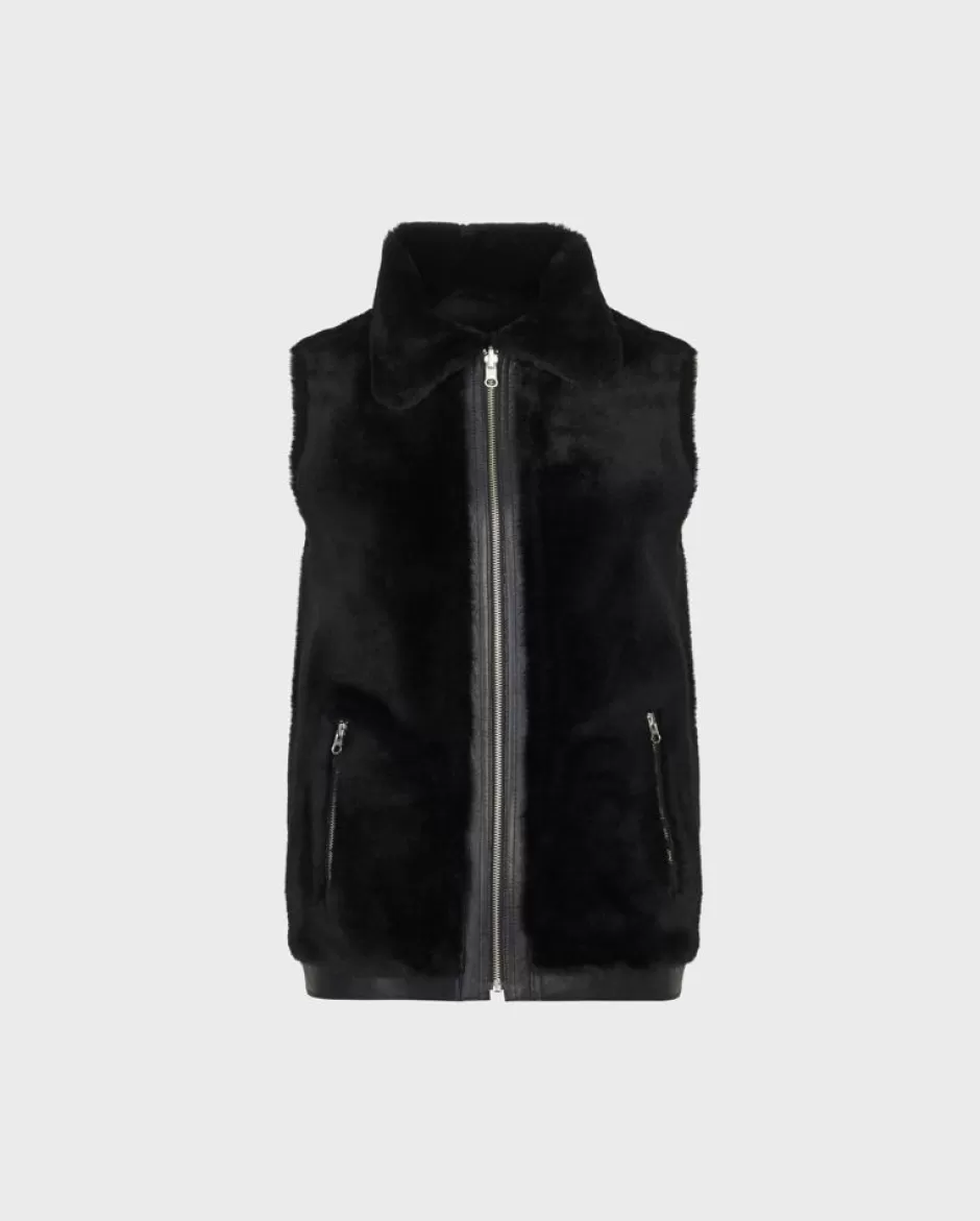 Anne Fontaine Jackets & Coats*Reversible Shearling & Leather Gilet Black