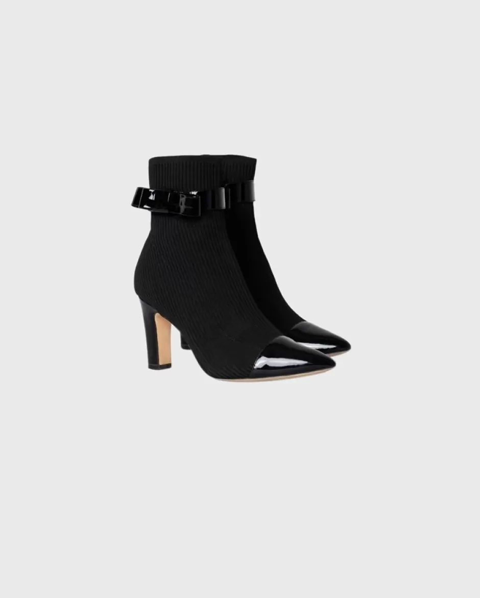 Anne Fontaine Boots*Ribbed Sock Boots With Leather Details Black