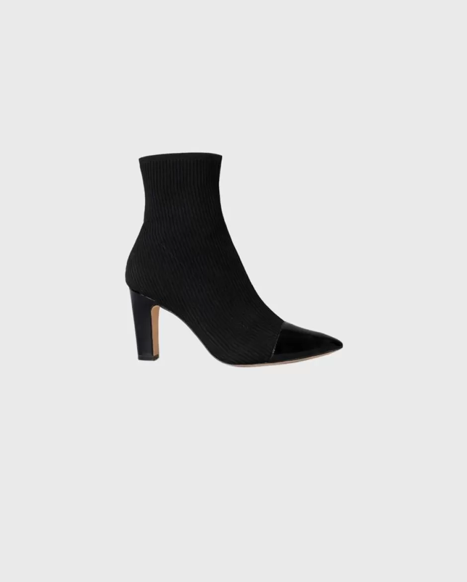 Anne Fontaine Boots*Ribbed Sock Boots With Leather Details Black