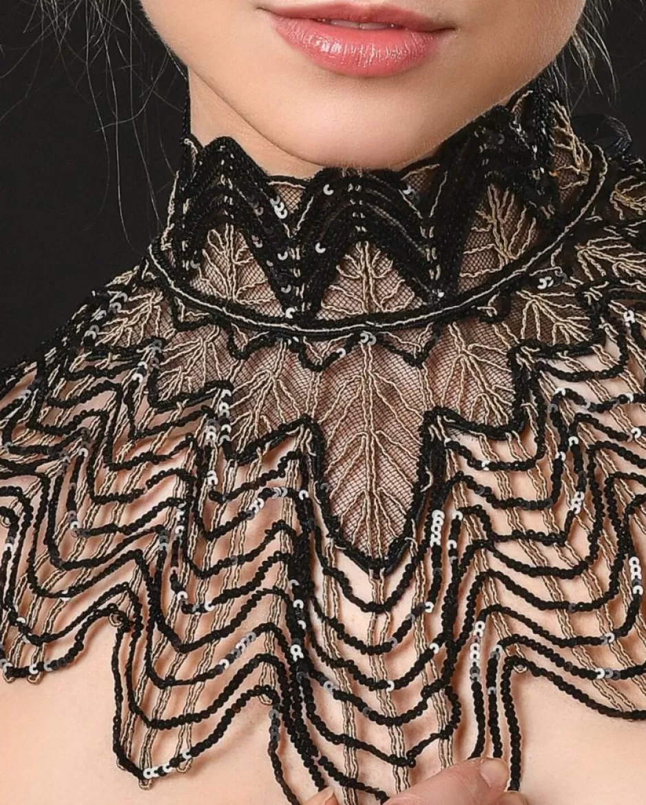 Anne Fontaine Collars*Sequin Detailed Handmade Mesh Collar