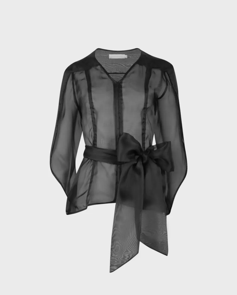 Anne Fontaine Shirts & Blouses*Sheer Jacket With Flowy Tulip Sleeves Black