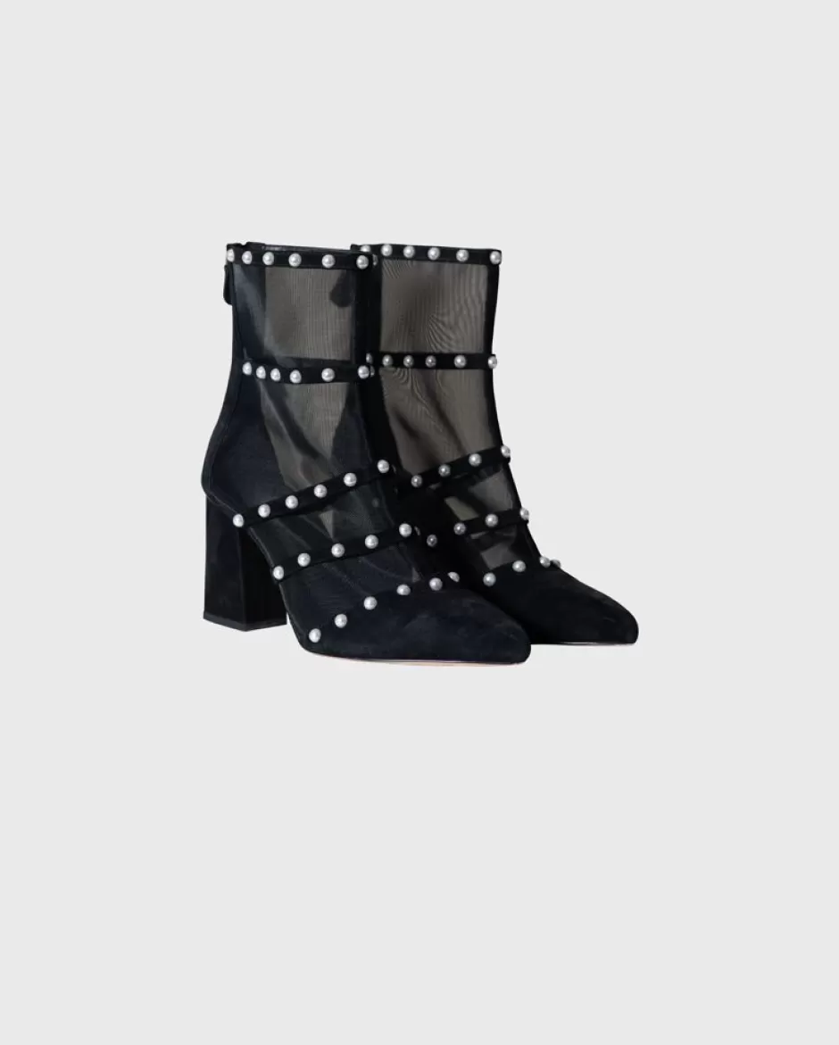 Anne Fontaine Boots*Sheer Mesh Boots With Block Heel Black