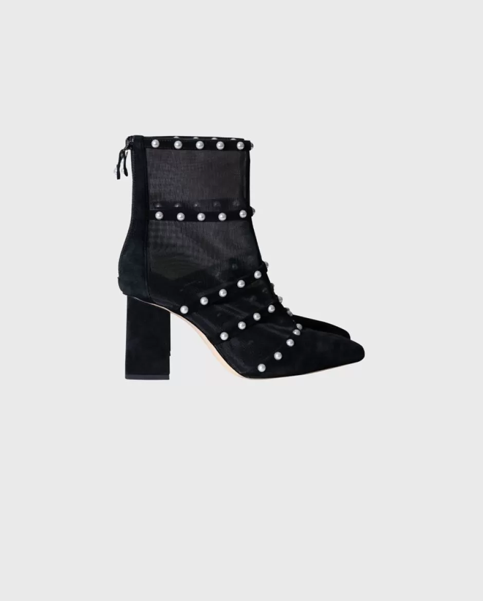 Anne Fontaine Boots*Sheer Mesh Boots With Block Heel Black