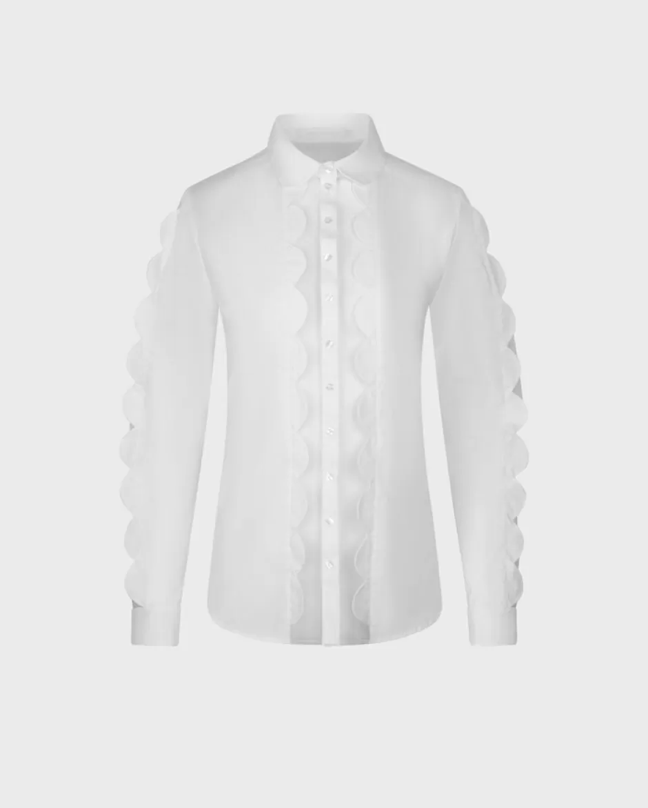 Anne Fontaine The White Shirt*Shirt With Sheer Netting And Half-Circle Poplin Trim Details White