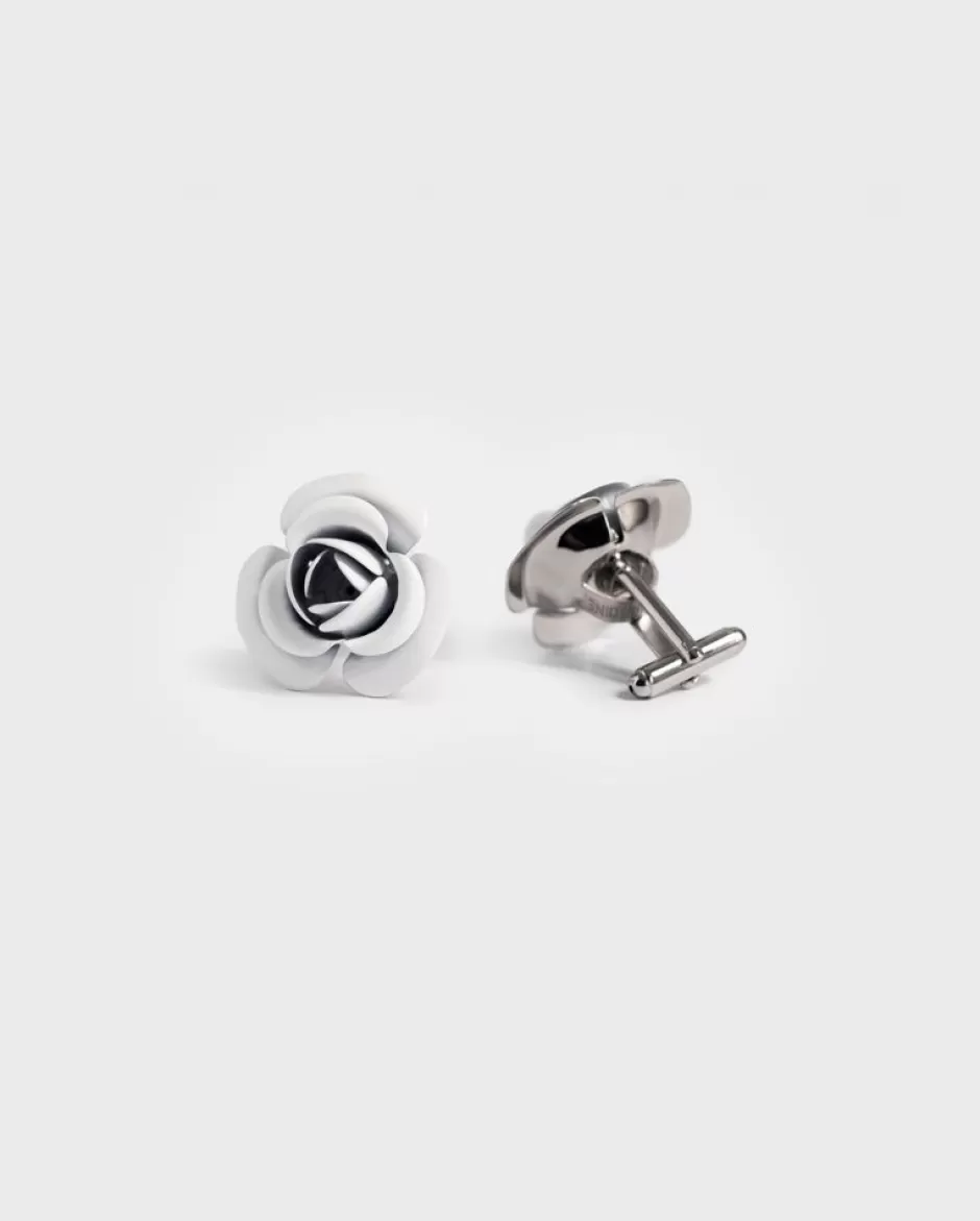 Anne Fontaine Cufflinks*Signature White Floral Resin Cufflinks