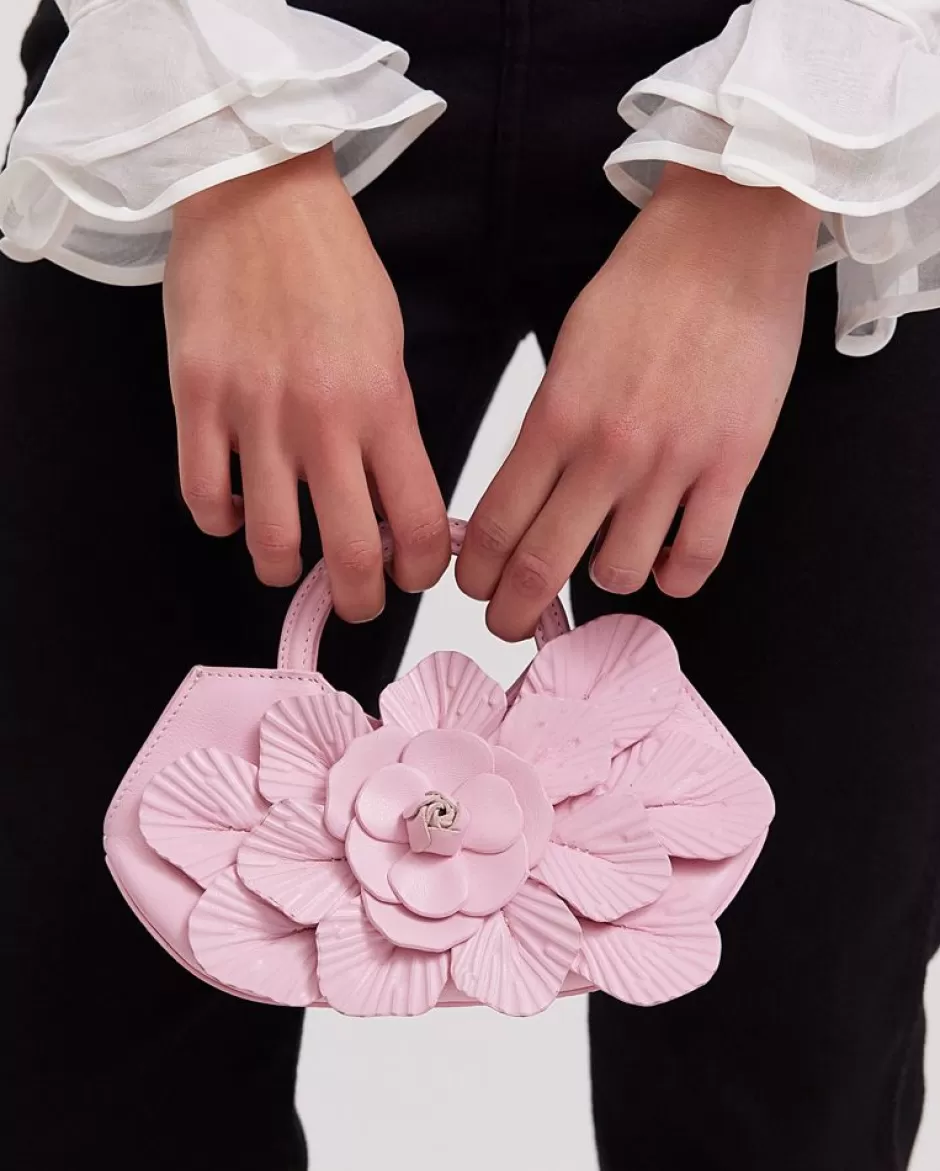 Anne Fontaine The Scarlett Handbag*Signature Leather Mini Floral Handbag In Petal Pink