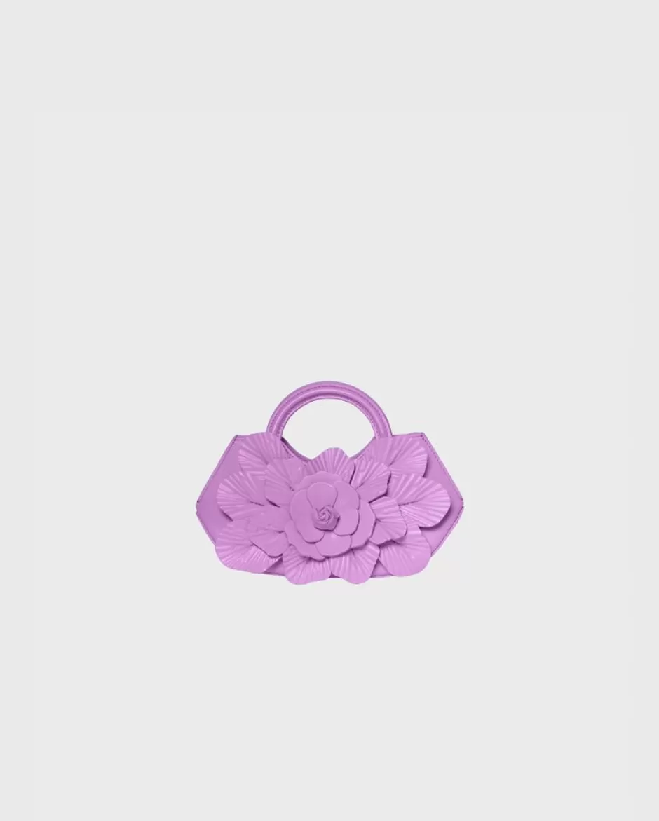 Anne Fontaine The Scarlett Handbag*Signature Leather Mini Floral Handbag In Purple