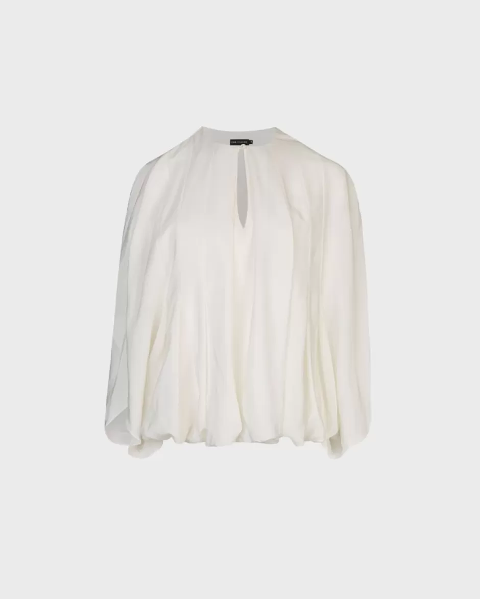 Anne Fontaine The White Shirt*Silk Blouse With Front Pleated Bodice White