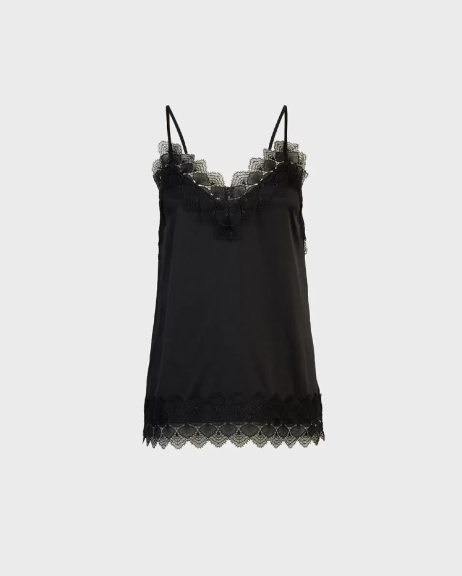 Anne Fontaine Camisoles*Silk Camisole With Lace Trims Black