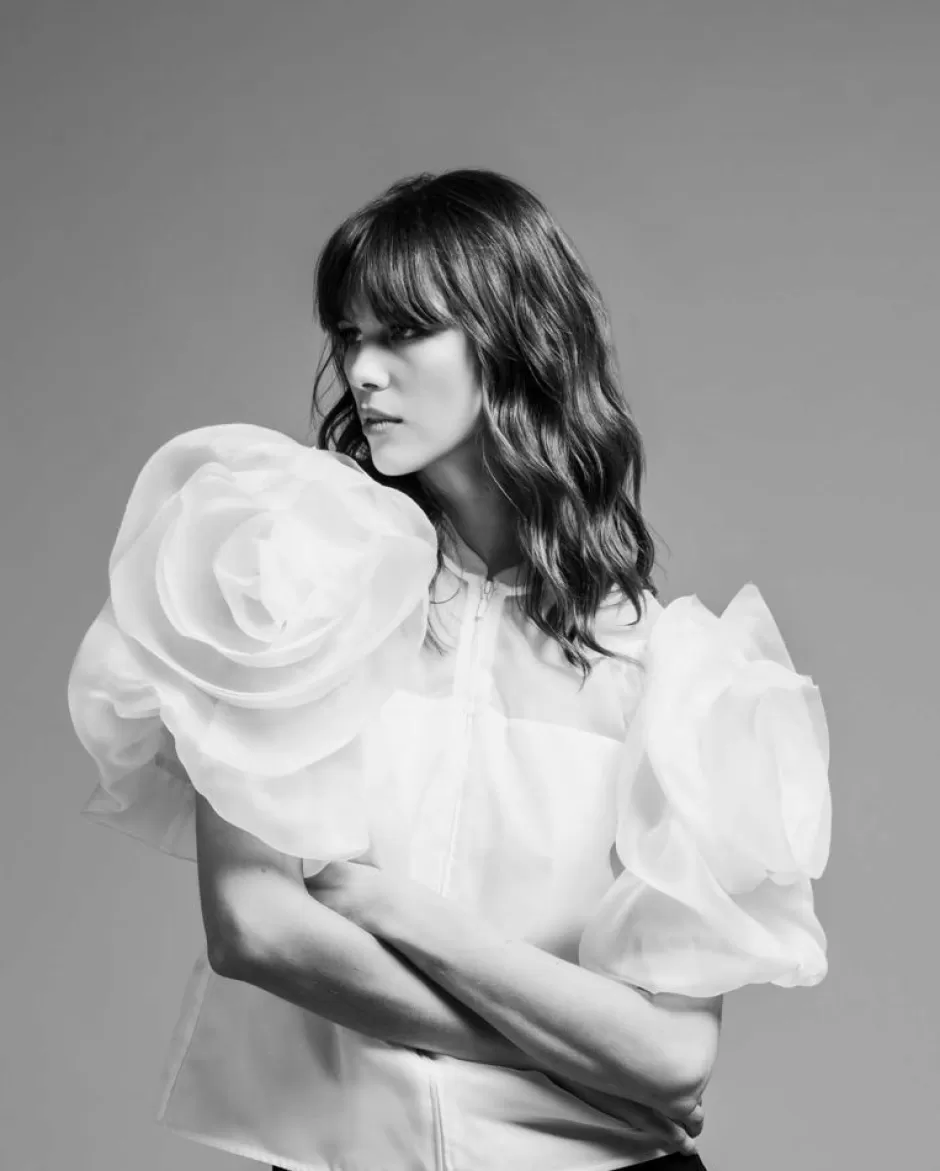 Anne Fontaine The White Shirt*Silk Organza Blouse With Flower-Shaped Sleeves White