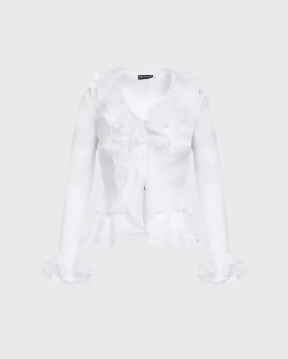 Anne Fontaine The White Shirt*Silk Organza Shirt Decorated With Ruffles White