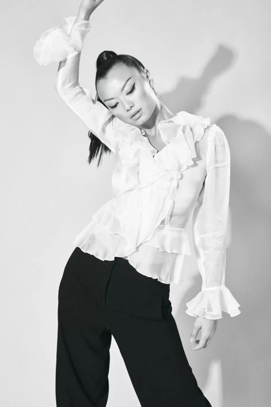 Anne Fontaine The White Shirt*Silk Organza Shirt Decorated With Ruffles White