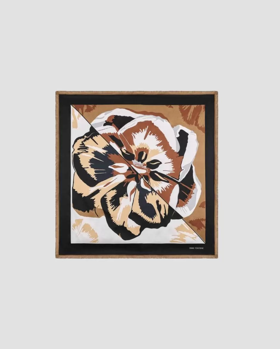 Anne Fontaine Scarves*Silk Square Scarf With Floral Details