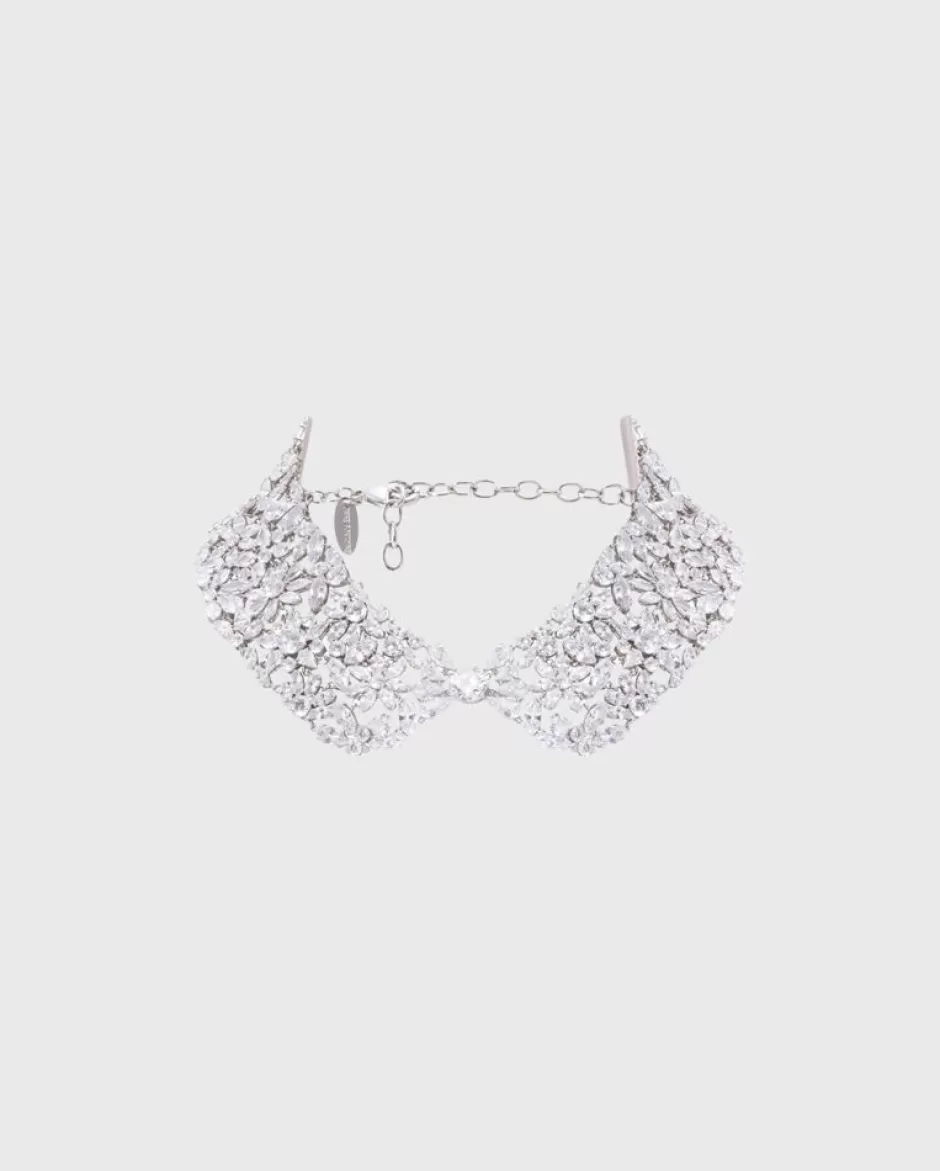 Anne Fontaine Jewelry*Silver Collar Adorned With Multiple Crystals