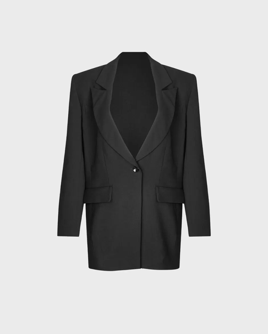 Anne Fontaine Jackets & Coats*Single Breasted Crepe Blazer With Flap Pockets Black