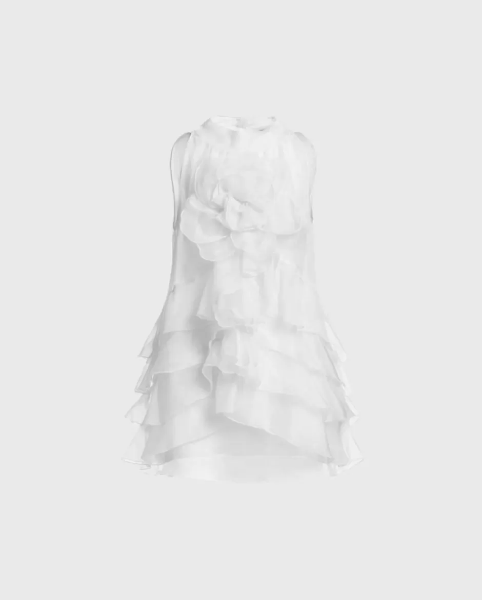 Anne Fontaine Shirts & Blouses*Sleeveless Blouse In Layered Silk Organza White