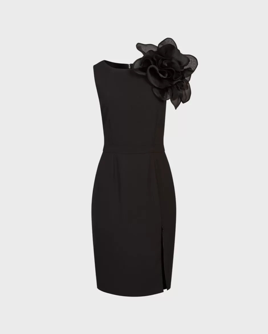 Anne Fontaine Dresses*Sleeveless Knee-Length Dress With Large Silk Flower Black