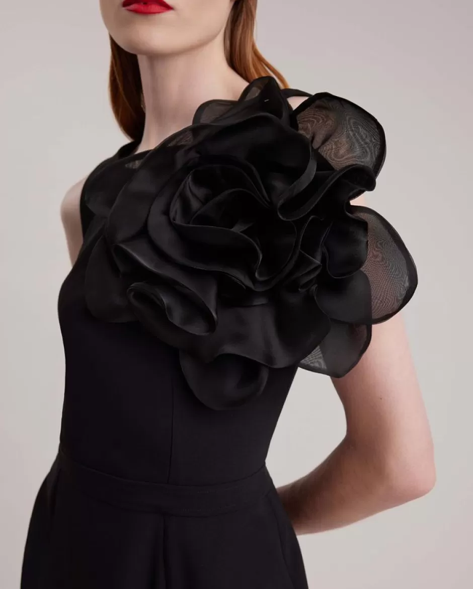 Anne Fontaine Dresses*Sleeveless Knee-Length Dress With Large Silk Flower Black