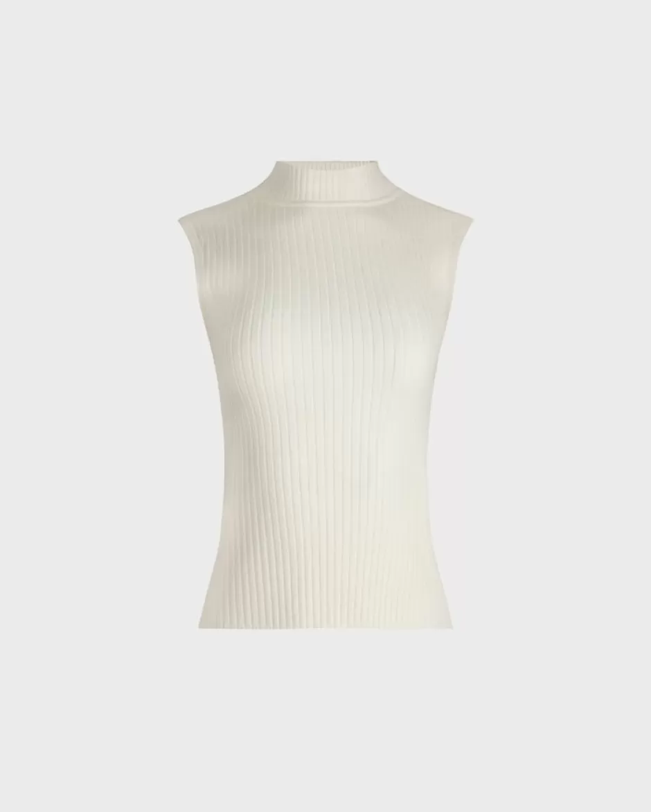 Anne Fontaine Knitwear*Sleeveless Knit Mockneck Turtleneck Black