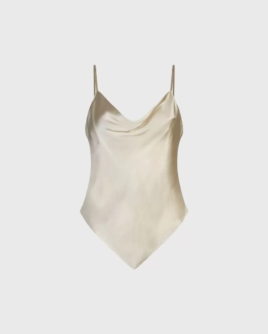 Anne Fontaine Tops*Sleeveless Satin Top With Handkerchief Hem Beige