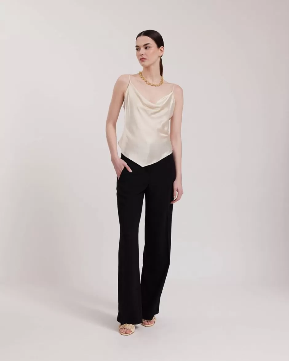 Anne Fontaine Tops*Sleeveless Satin Top With Handkerchief Hem Beige