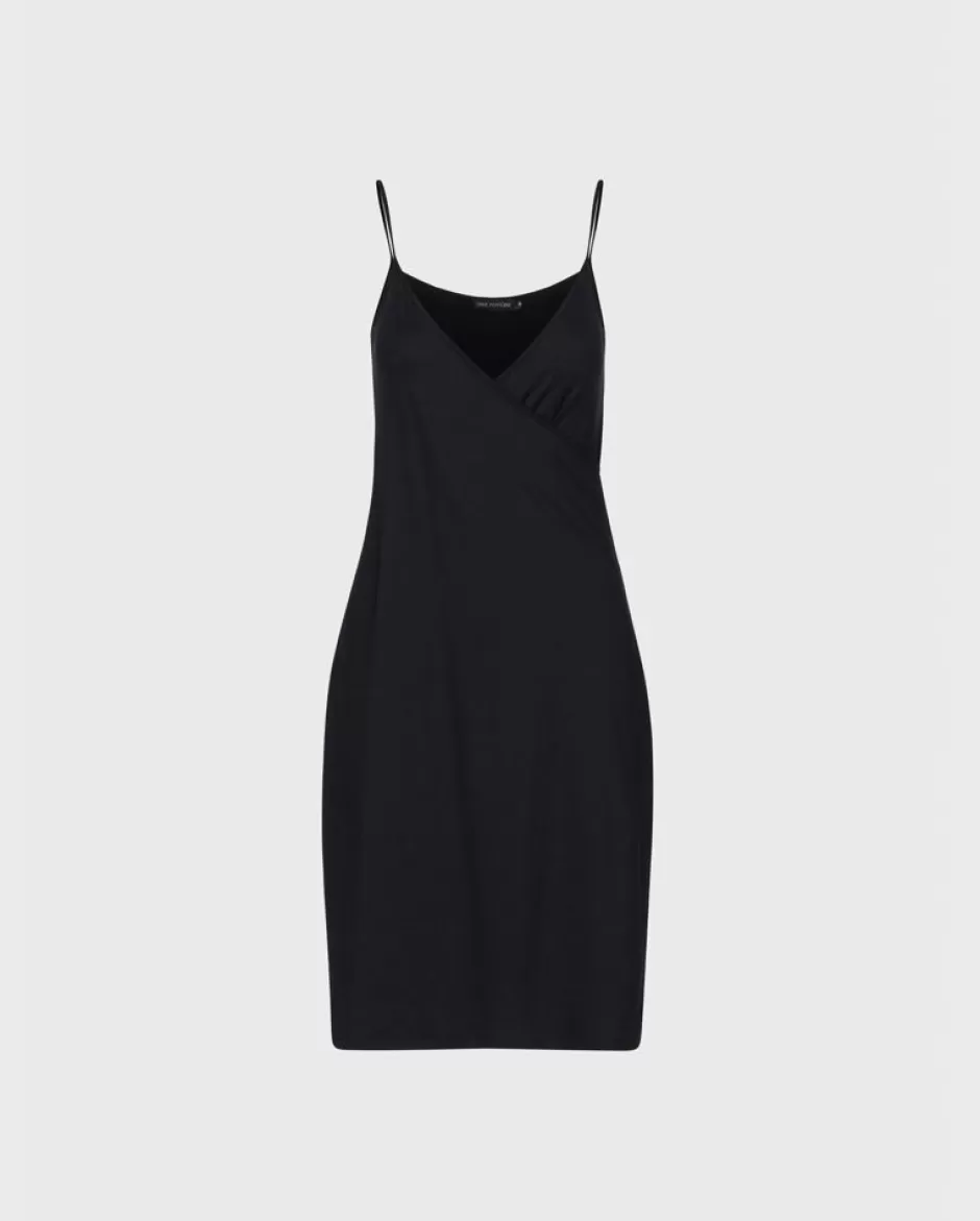 Anne Fontaine Camisoles*Slip Dress With Wrap Style Neckline And Thin Straps Black