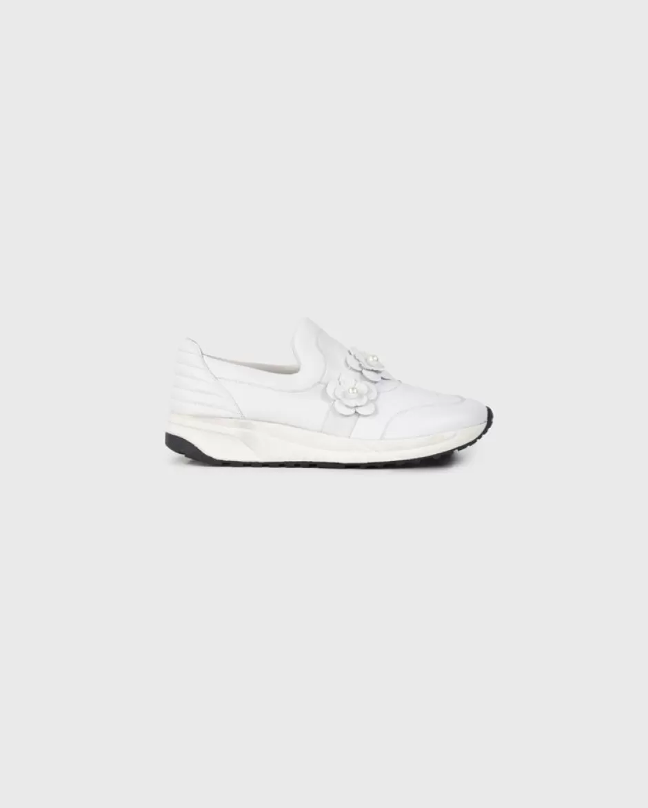 Anne Fontaine Sneakers*Slip On Sneaker With Flowers Details White