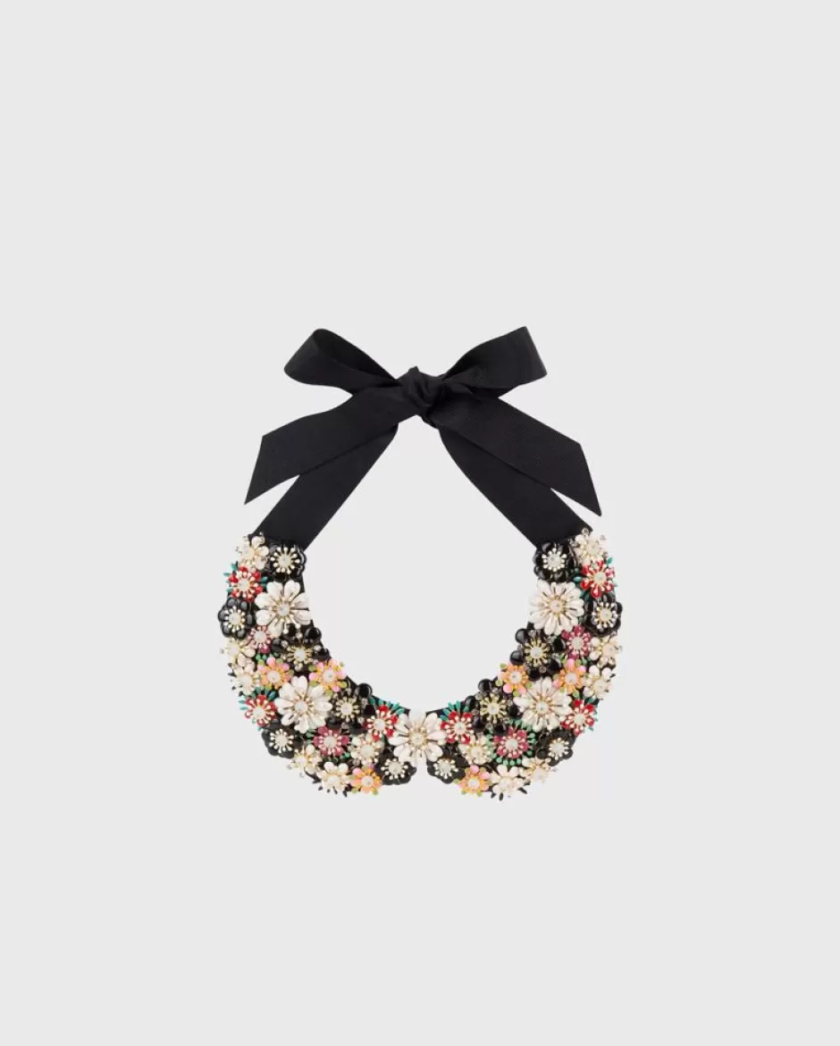 Anne Fontaine Collars*Statement Floral Collar With Ribbon Tie Closure